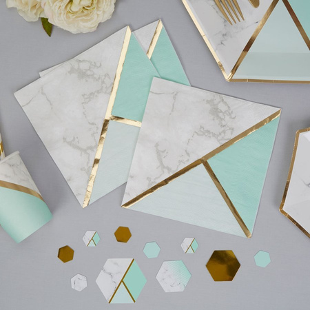 Serwetki marmur złote paski Mint 33 x 33 cm 16 szt.