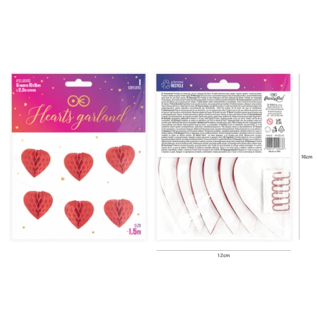 Girlanda Serca 3D czerwona 9x150cm