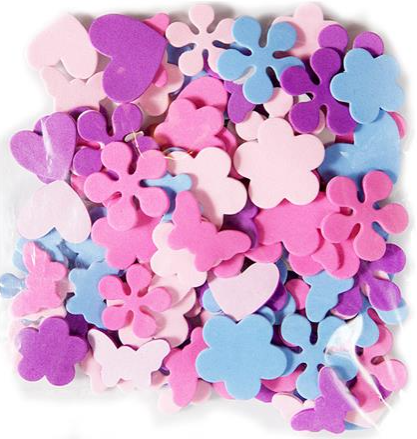 Naklejki z pianki SERCA, KWIATKI, MOTYLE 100 szt