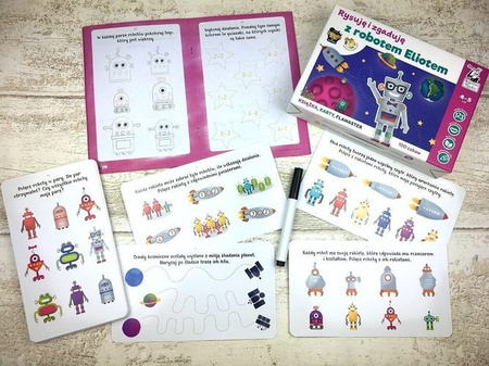 RYSUJĘ I ZGADUJĘ Z ROBOTEM ELIOTEM KSIĄŻKA KARTY KAPITAN NAUKA