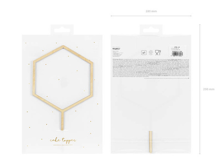 Topper dekoracyjny na tort drewniany HEKSAGON sześciokąt 24 cm