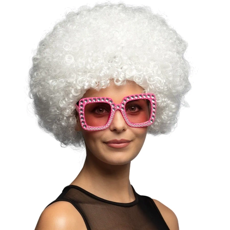 Okulary różowe z cekinami kwadratowe