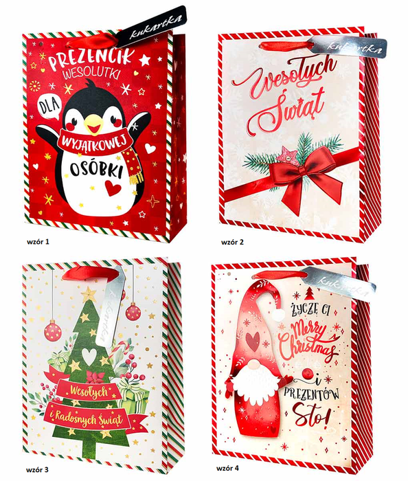 Torebka prezentowa świąteczna czerwone M