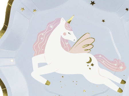 Talerzyki Jednorożec, mix kolorów 6 szt. 18 cm