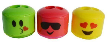 Temperówka EMOTKI podwójna z pojemnikiem  - kolor do wyboru