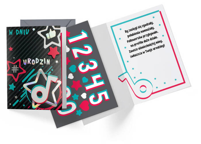 Kartka okolicznościowa Urodziny dziecięce (wymienne cyferki) TikTok