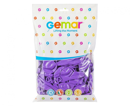 Balon Gemar jednokolorowy 12 cali 100 szt fioletowy