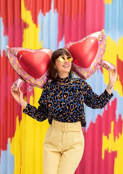 Balon foliowy okulary serca na Walentynki 115,5 x 52 cm