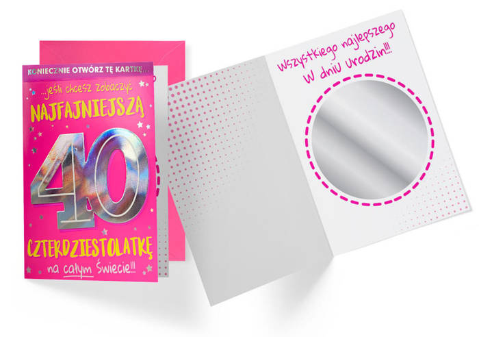 Kartka okolicznościowa urodzinowa dla 40-latki lusterko