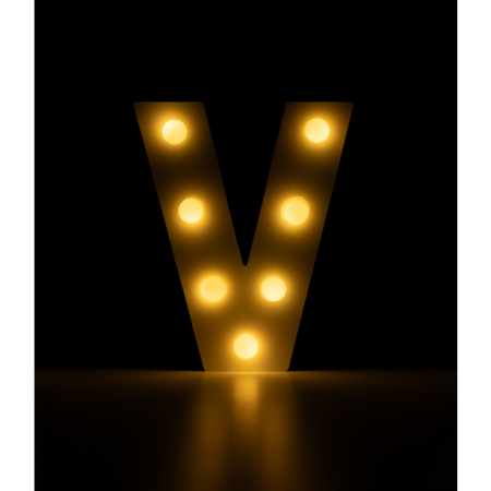 Świecąca Litera LED "V" Light Letter, drewniana biała 17x12 cm