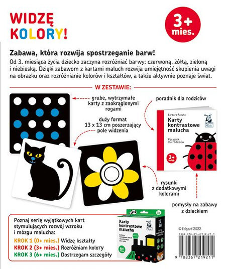 Widzę kolory! KARTY KONTRASTOWE dla malucha 3mies+