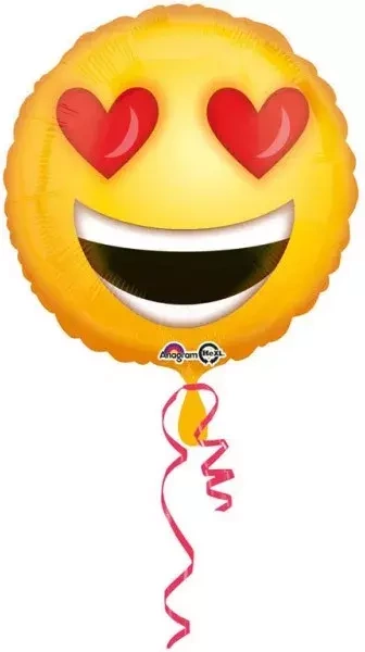 EMOTIKONKA oczy serca okrągły balon foliowy Amscan 18''
