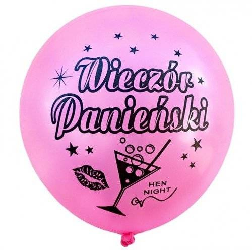 Balon Wieczór Panieński / różowy, czarny nadruk