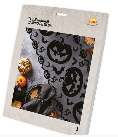 Obrus bieżnik na stół DYNIE czarny 45x200 cm Halloween