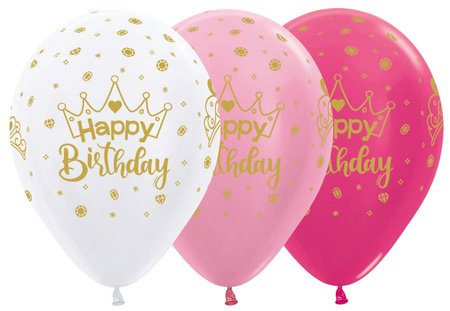 Balon Sempertex Happy Birthday korona 12 cali 1 szt. mix