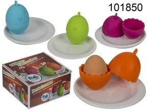 Silikonowa koszulka na jajko z talerzykiem - RÓŻOWA