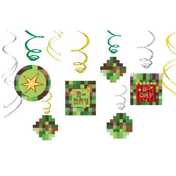 Girlanda świderki papierowe Minecraft TNT 12 szt.