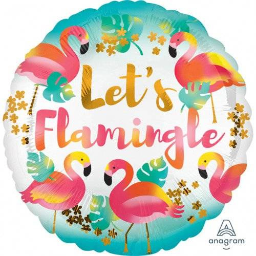 Flamingi Let's Flamingle okrągły balon foliowy Amscan 18''