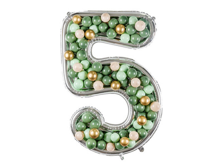 Szablon Forma foliowa do balonów cyfra 5 srebrna, 126 cm
