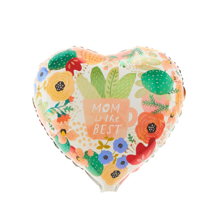 Balon foliowy serce z kwiatami Mum is the Best Dzień Matki 45 cm