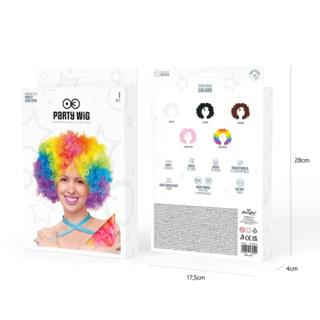 Peruka klauna imprezowa włosy afro kolorowe tęczowe