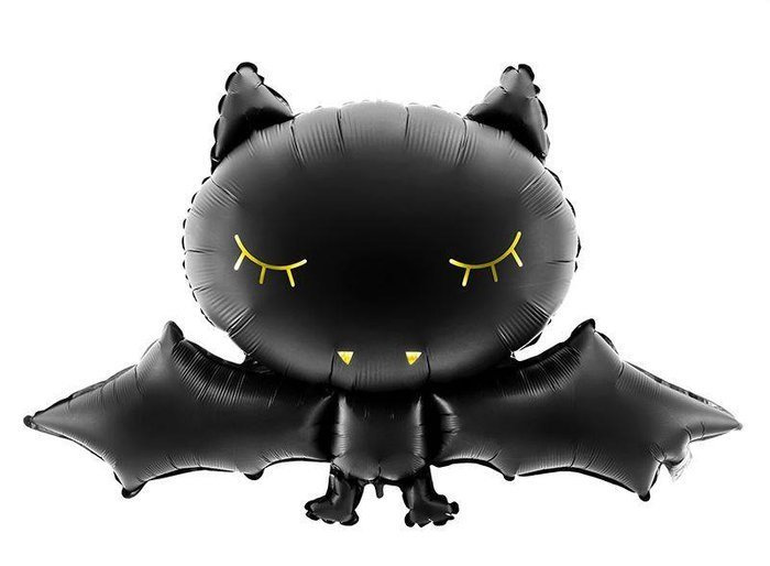 Nietoperz balon foliowy czarny ze złotym zdobieniem 80x52 cm