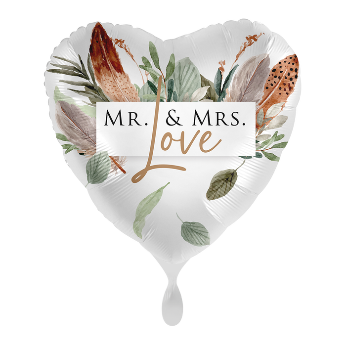 Mr & Mrs Love balon foliowy serce 18 cali