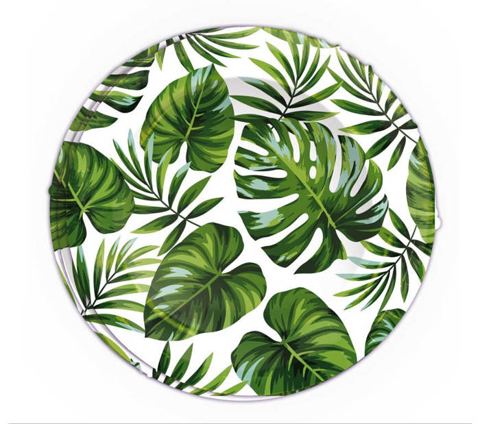 Talerzyki papierowe LIŚCIE Tropikalne 23 cm 6 szt.