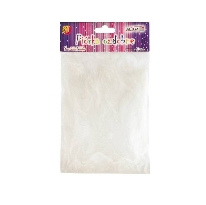 Piórka ozdobne białe 10-12 cm 50 szt