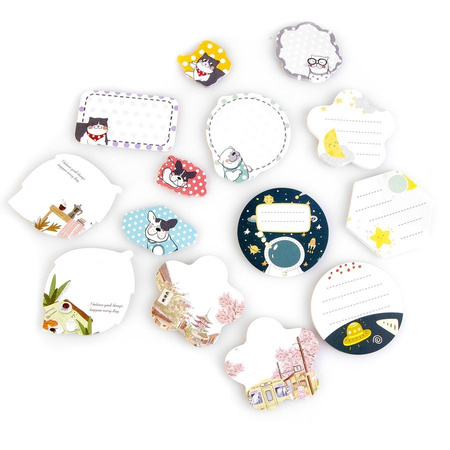 Karteczki kartki samoprzylepne okrągłe mix wzorów