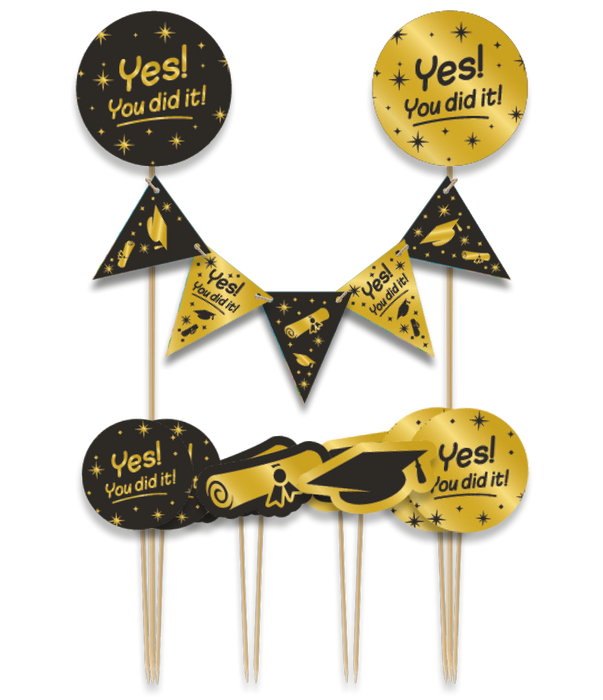 Toppery dekoracyjne, pikery Yes, You did it 9 szt.