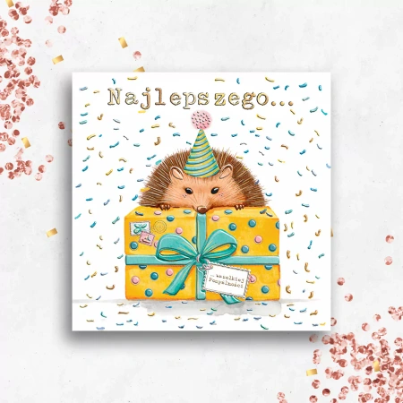 Kartka z życzeniami Najlepszego Jeżyk 1 szt.