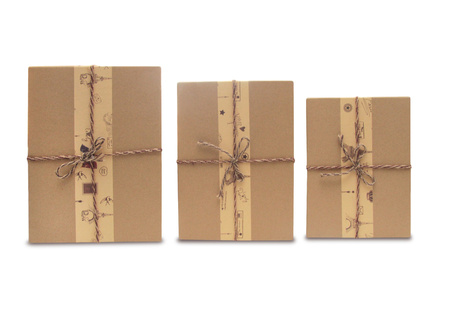 Pudełko prezentowe KRAFT wiązane 3 rozmiary 1 szt.