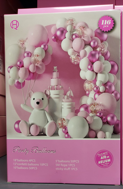 GIRLANDA BALONOWA 116 szt. różowo biała