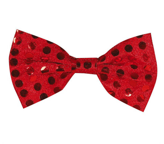 Mucha z cekinami CZERWONA 11 cm