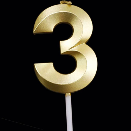 Świeczka urodzinowa na tort cyfra elegancka złota mała 1 szt.