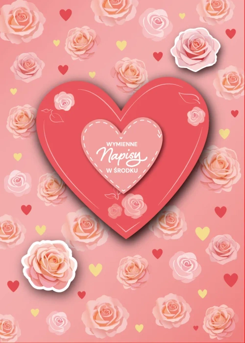 Kartka okolicznościowa w róże Uniwersalna z naklejkami 1 szt.