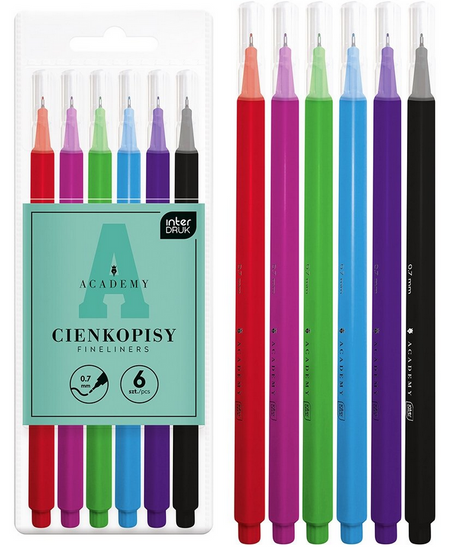 Cienkopisy Academy 6 kolorów 0,7mm