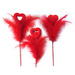 Serduszko z piórkami na patyku Dekoracja 1 szt.