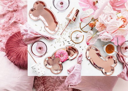 Talerzyki papierowe złoty róż Penis 26,5 x 15,5 cm 6 szt.