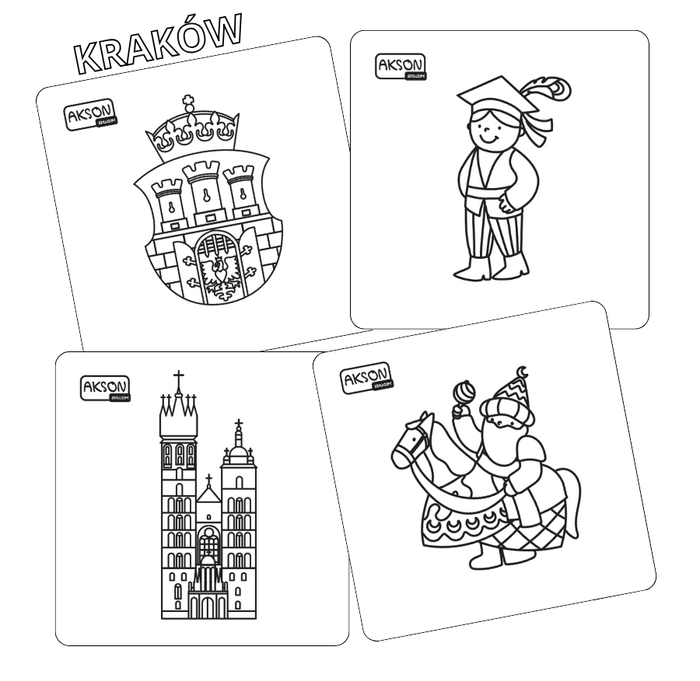 Karty do zabaw KRAKÓW zestaw 15 szt. do kolorowania