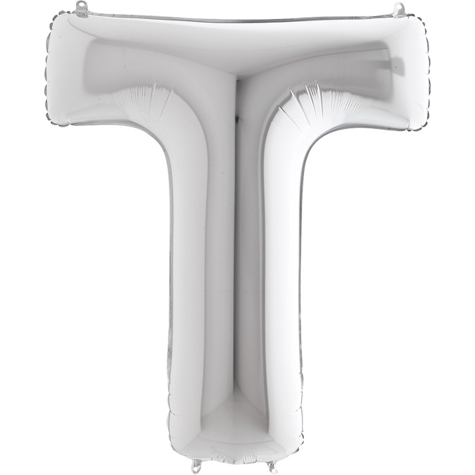 Balon foliowy litera T alfabet srebrna 40 cali