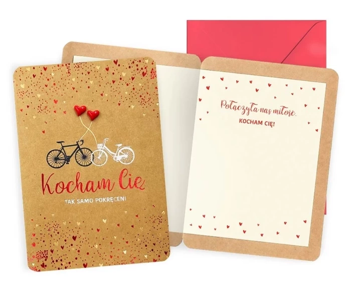 Kartka okolicznościowa kraft Kocham Cię ROWERY