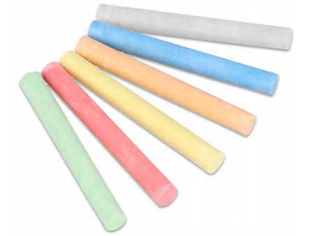 Kreda kolorowa 6 sztuk okrągła chodnikowa tablicowa