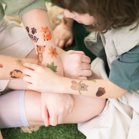 Tatuaże zmywalne wodne dla dzieci Leśni przyjaciele 20szt.