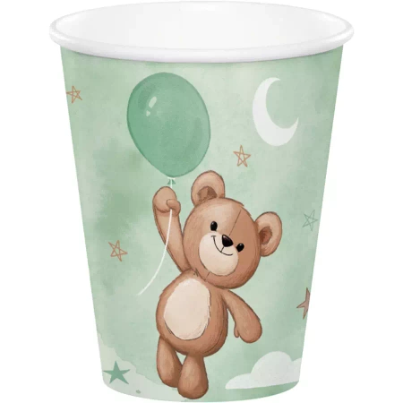 Kubeczki papierowe BABY Miś balonik 256 ml 8 szt.