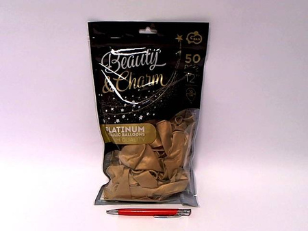Balony platynowe złote Beauty&Charm Chrome (Shiny, Glossy) 12" 50 szt.