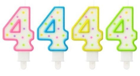 Świeczka urodzinowa "4" kropeczki żółta