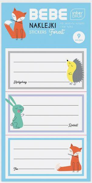 Naklejki na zeszyty 9 sztuk Pastelowe zwierzaki