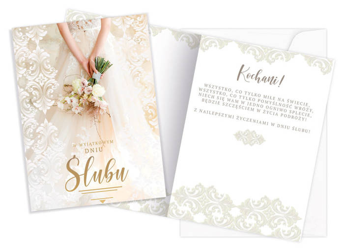 Kartka okolicznościowa W WYJĄTKOWYM DNIU ŚLUBU Młoda Para